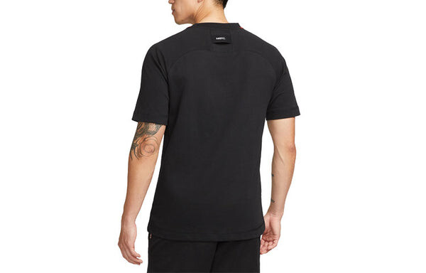 Футболка Nike Solid Color Breathable Soccer/Football Cotton Knit Loose Short Sleeve Black, мультиколор — фото 2