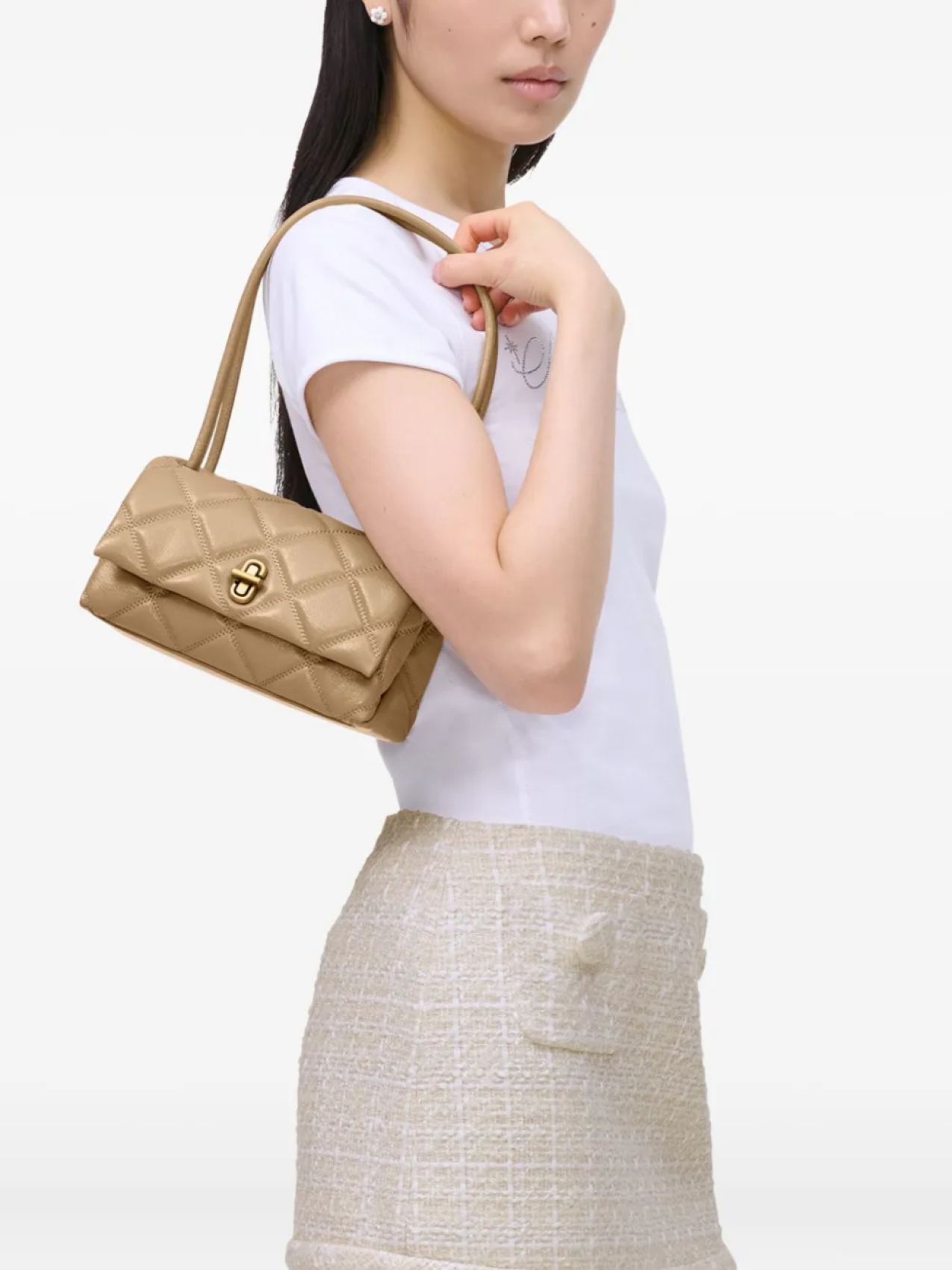 Marc Jacobs стеганая сумка на плечо The Quilted Leather Mini Dual, нейтральный — фото 2