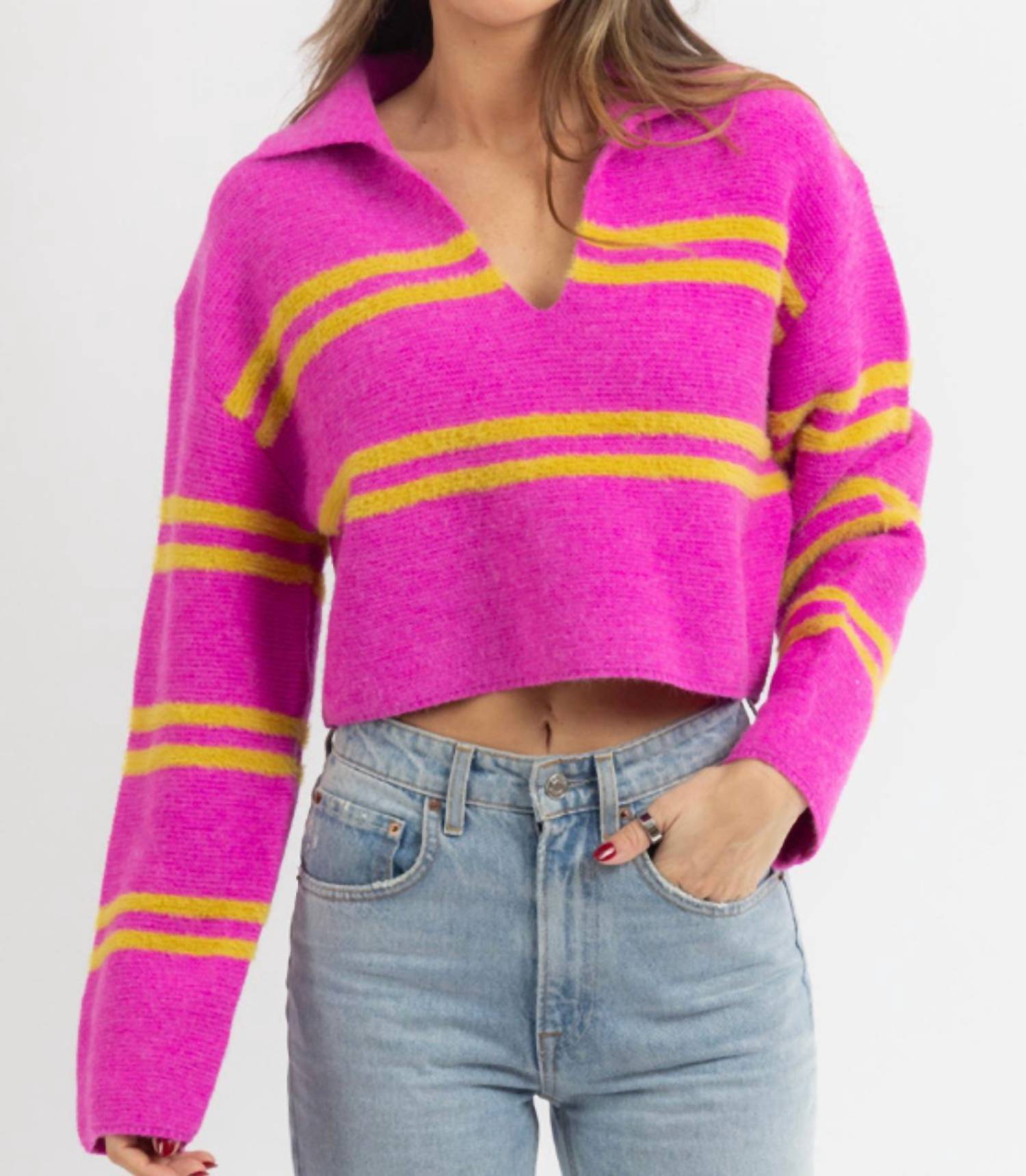 

Свитер Louis с воротником в цвете фуксия Upmost