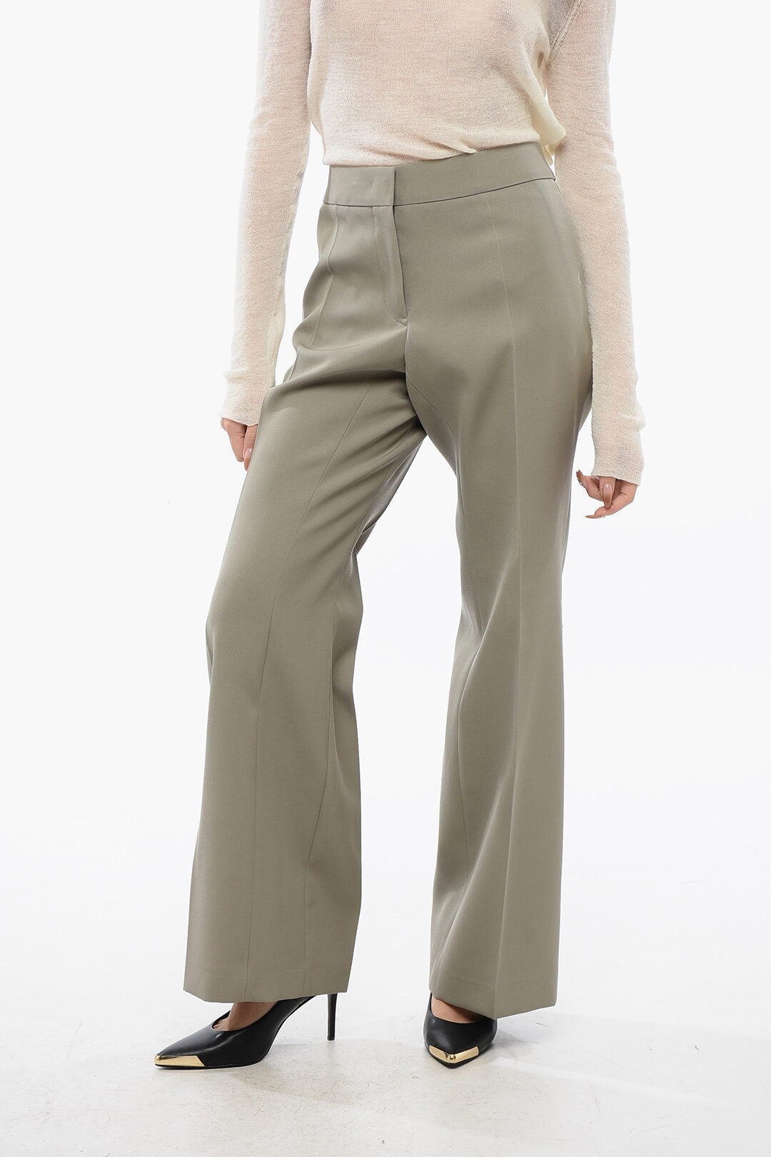 

Прямые шерстяные брюки Jil Sander, зеленый