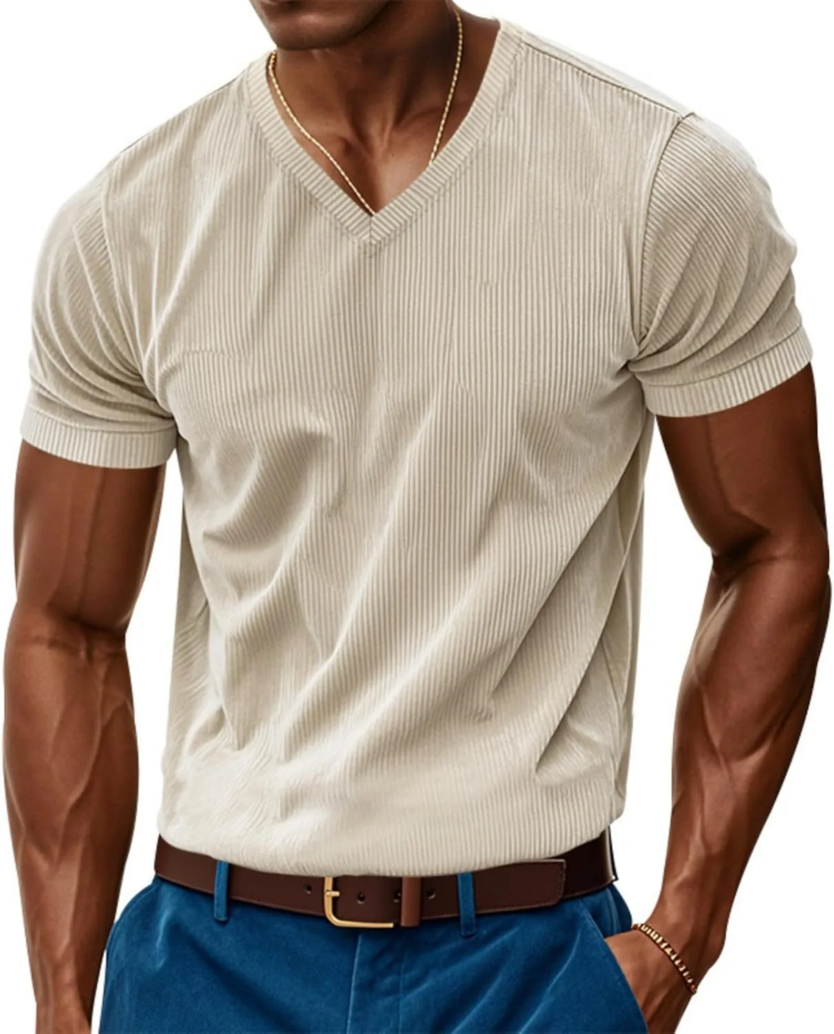 

Футболка мужская V-образный вырез Slim Fit evzosrz