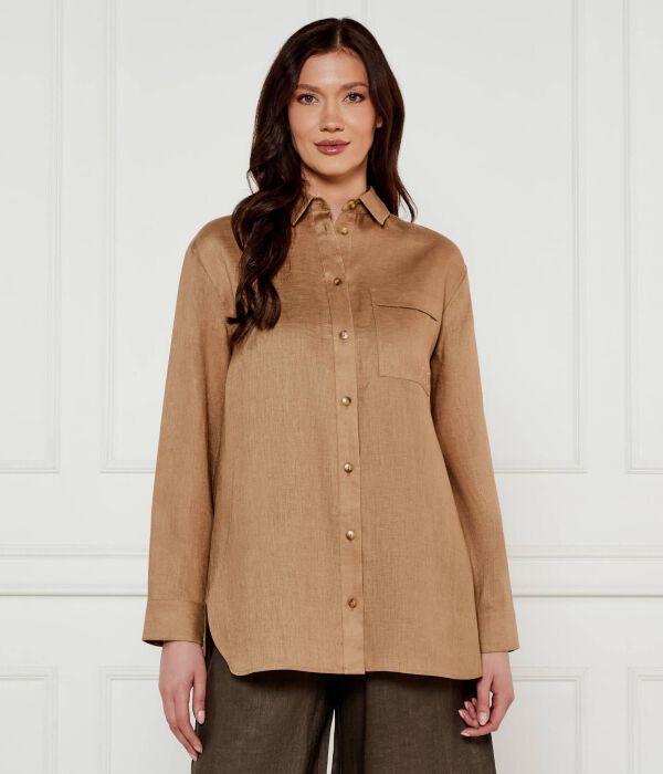 

Льняная рубашка Ноэль Loose fit Max Mara Leisure, коричневый