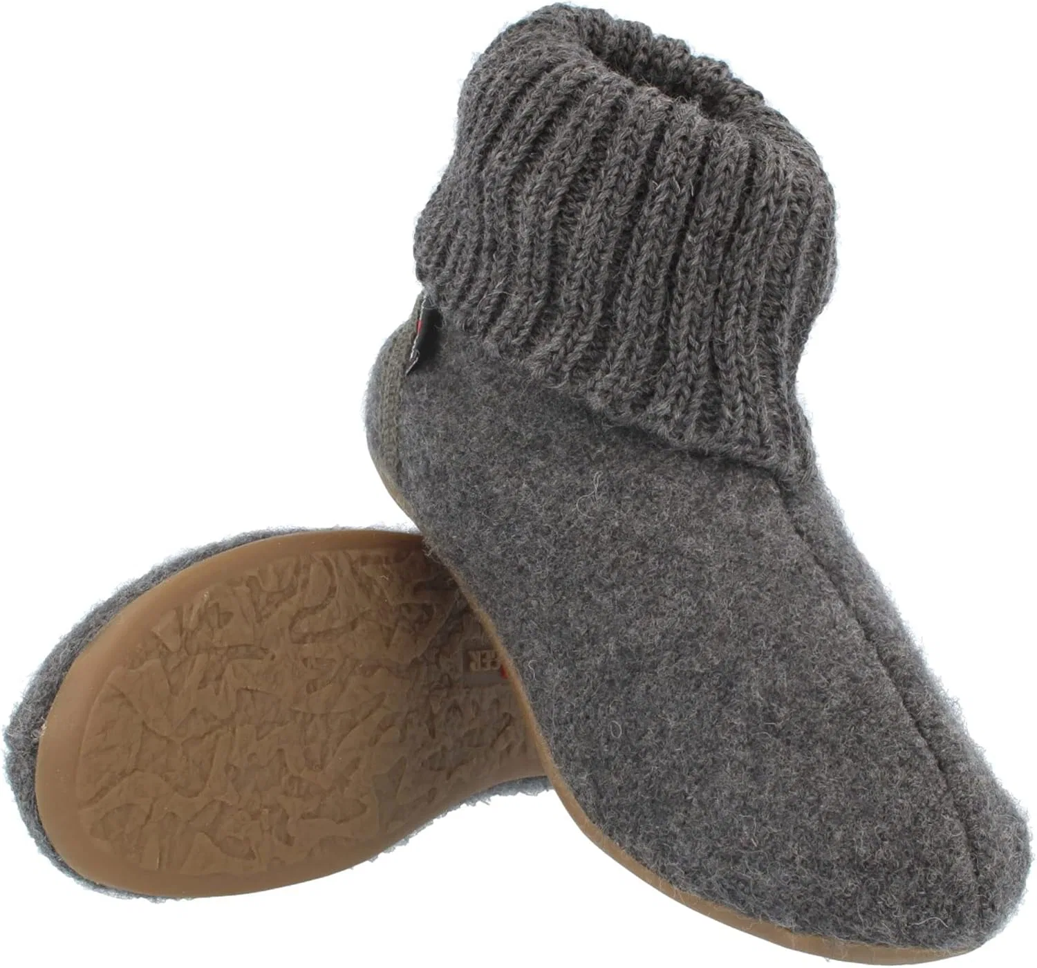 HAFLINGER Everest Karlo Тапочки с воротником и резиновой подошвой TPR, Charcoal — фото 3