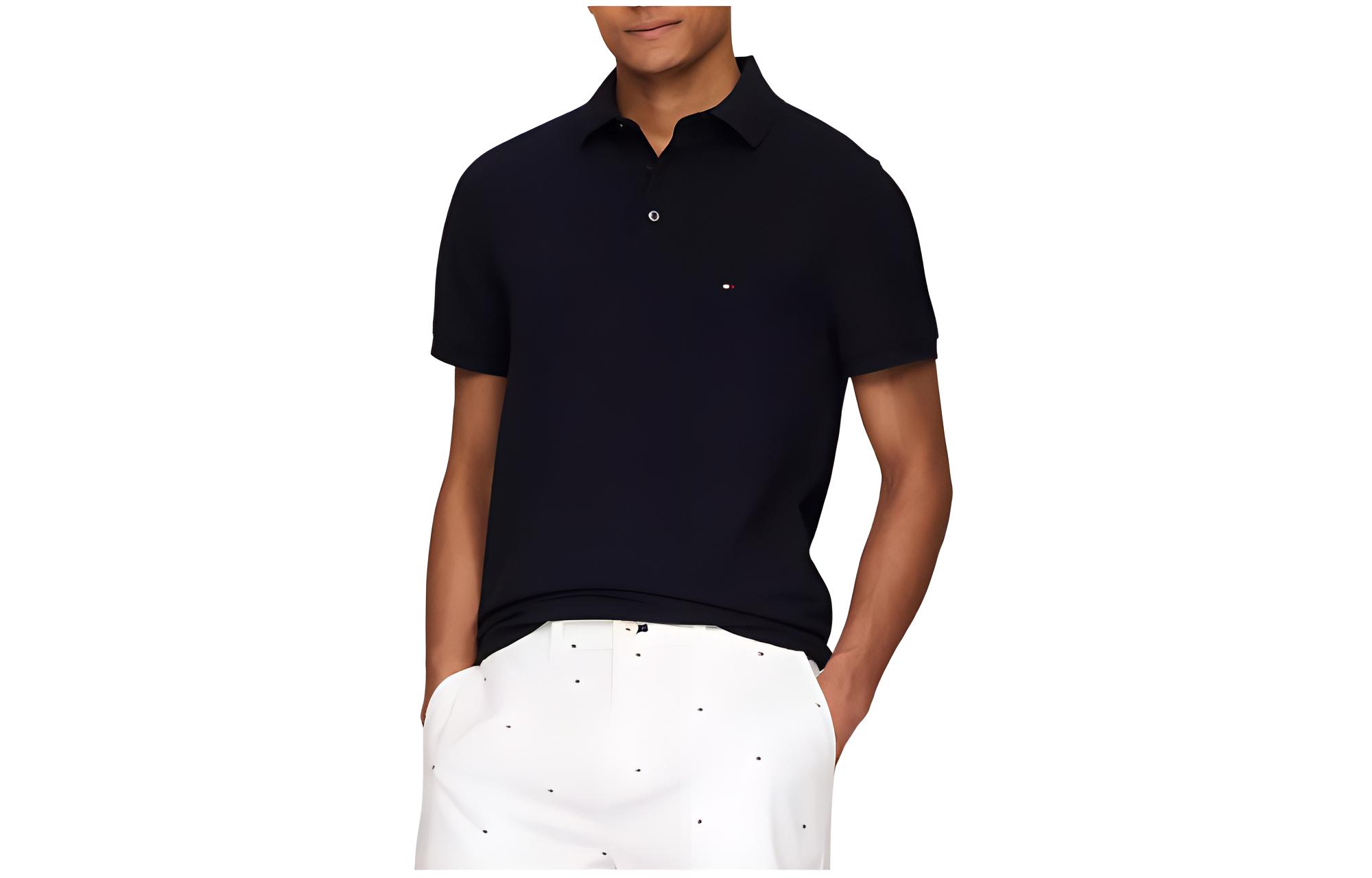 

Tommy Hilfiger Томми Поло Slim Fit Мужская черная, Черный, Tommy Hilfiger Томми Поло Slim Fit Мужская черная