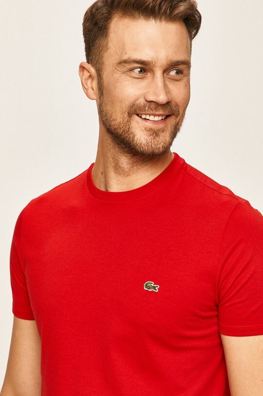 Хлопковая футболка Lacoste, красный — фото 4