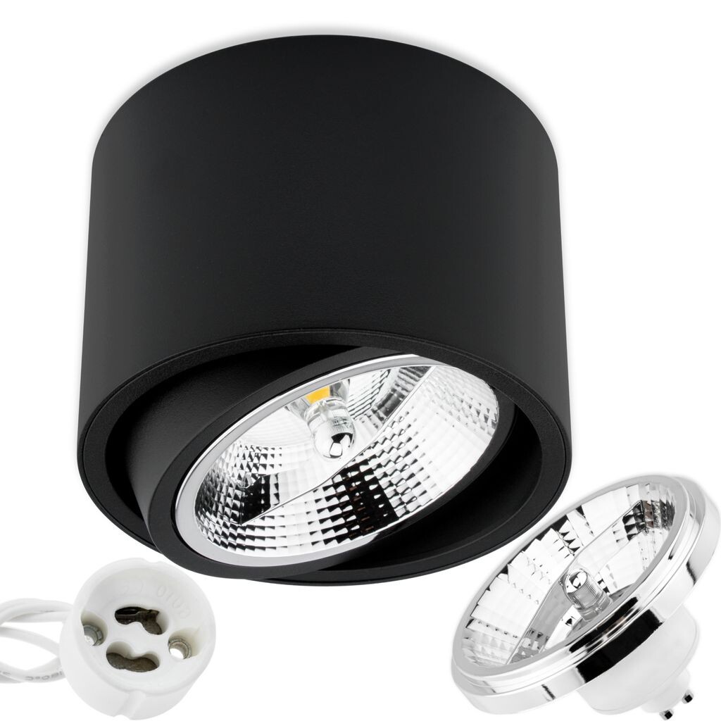 

LUMILED накладной спот LED накладной потолочный спот потолочный светильник спот круглый черный + светодиодная лампа ES111 GU10 15W теплый белый 3000K 230V 24°