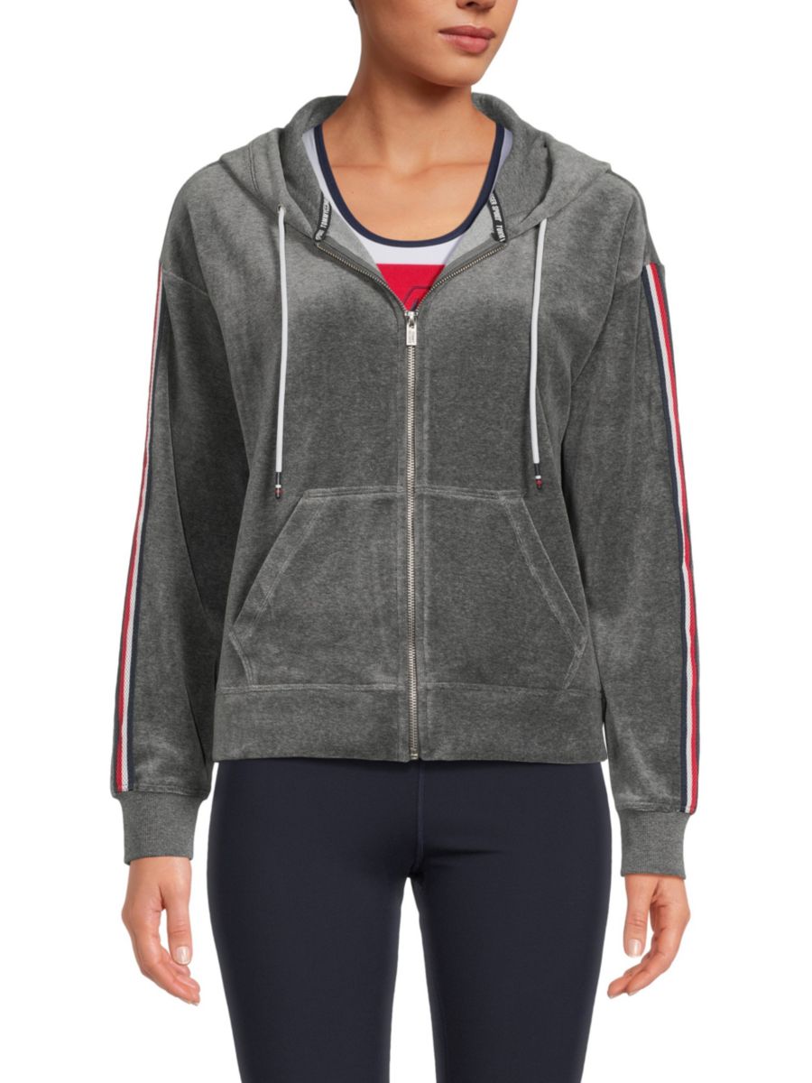 

Бархатная толстовка с открытыми плечами Tommy Hilfiger, цвет Ash Heather