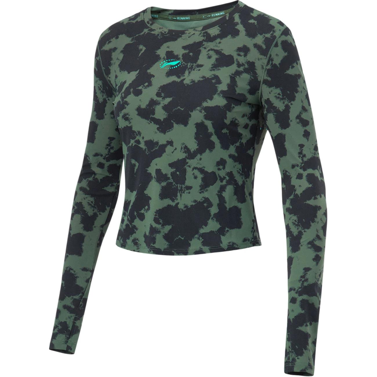 

Футболка LiNing Running Collection женская, темно-зеленая, с полным принтом