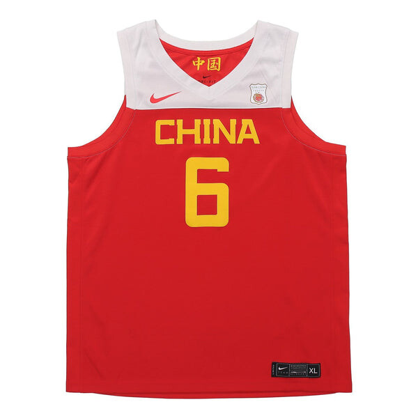 

Спортивная футболка men's china team away guo ailun basketball red jersey Nike, красный
