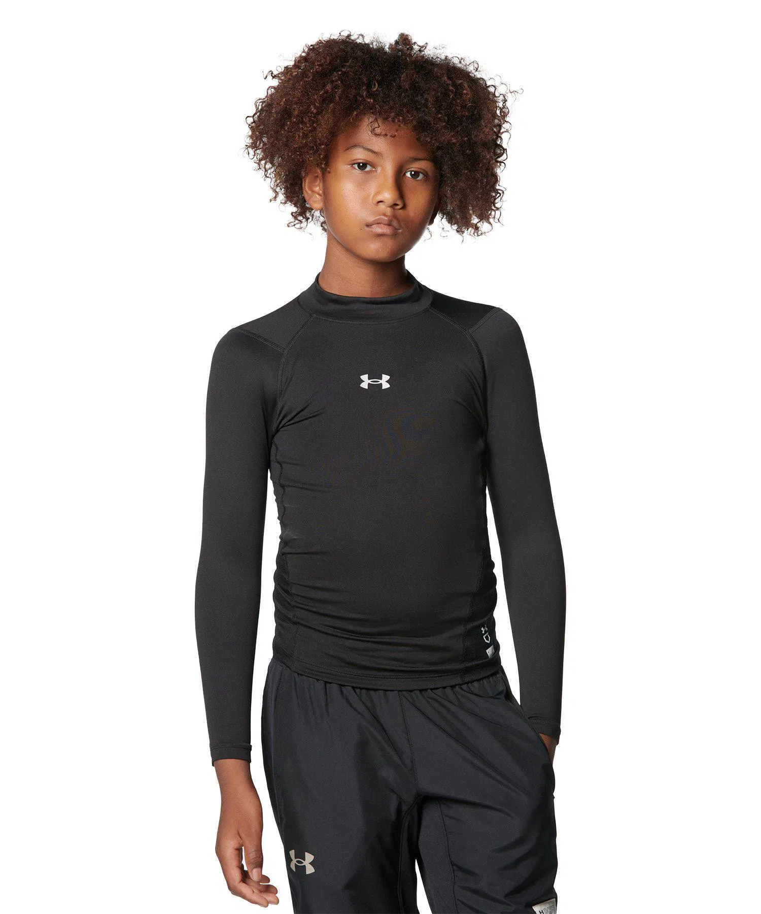 Детская термофутболка с высоким горлом UNDER ARMOUR ColdGear чёрная