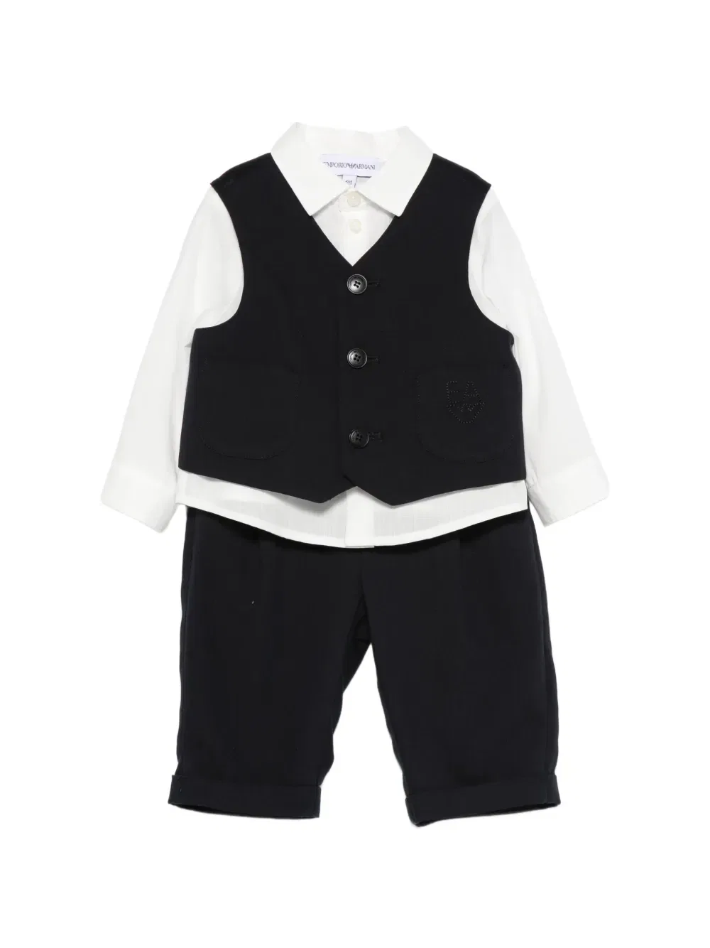 Комплект брюк на пуговицах (три штуки) Emporio Armani Kids, синий