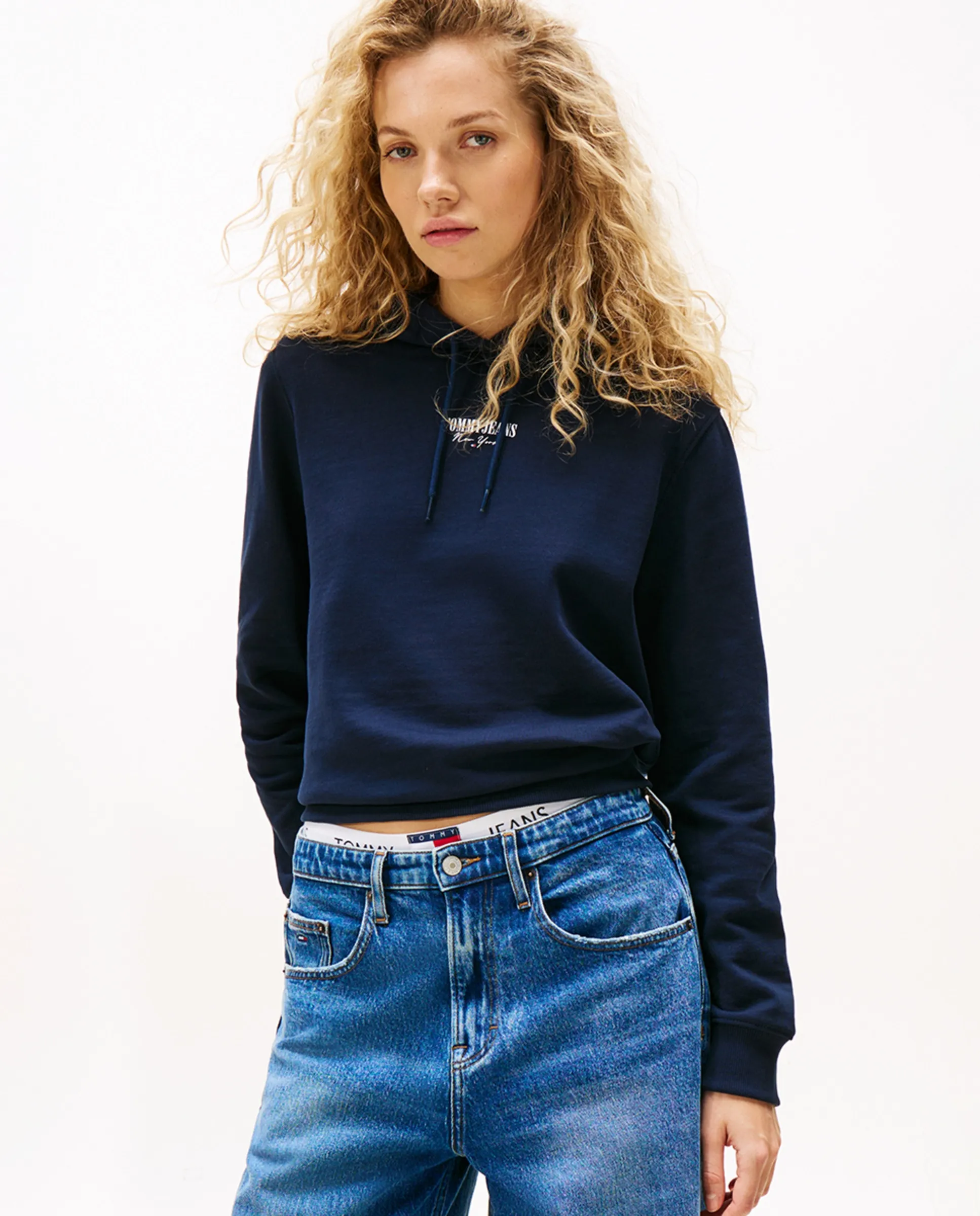 

Женское худи обычного кроя Tommy Jeans, темно-синий