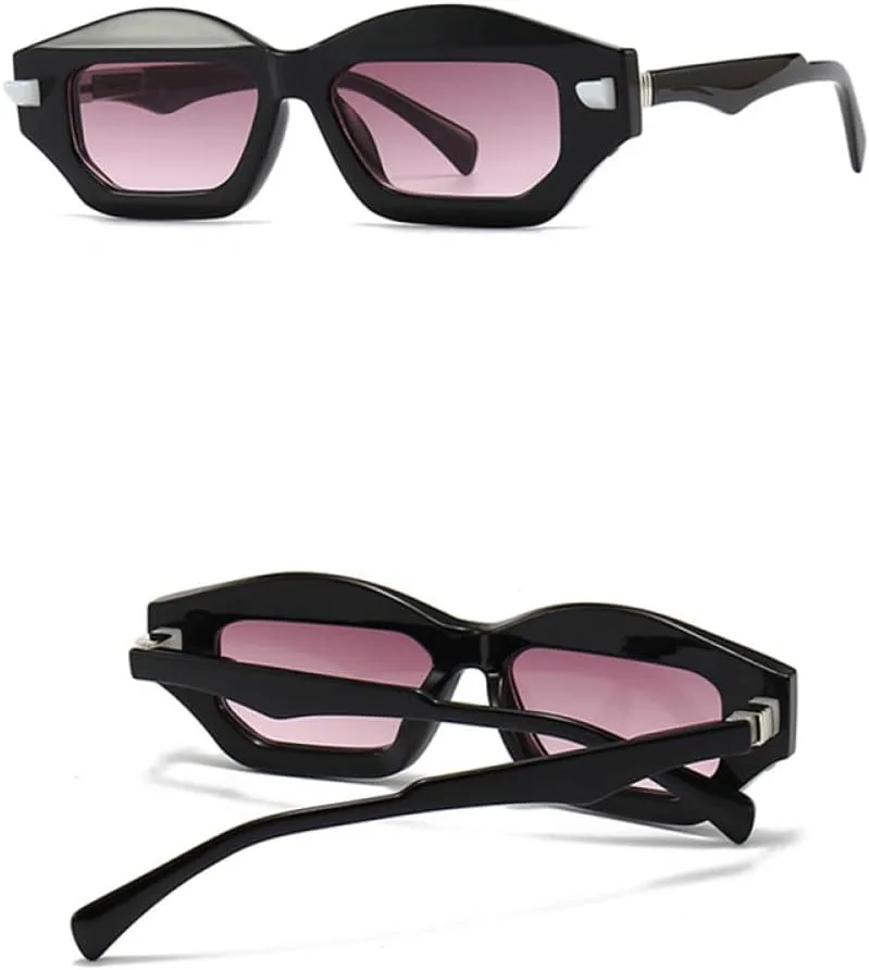 

Солнцезащитные очки Polygon 2027 для женщин, градиентные оттенки, защита от УФ-излучения UV400, модные солнцезащитные очки с заклепками MTZJH, White Pink Yellow