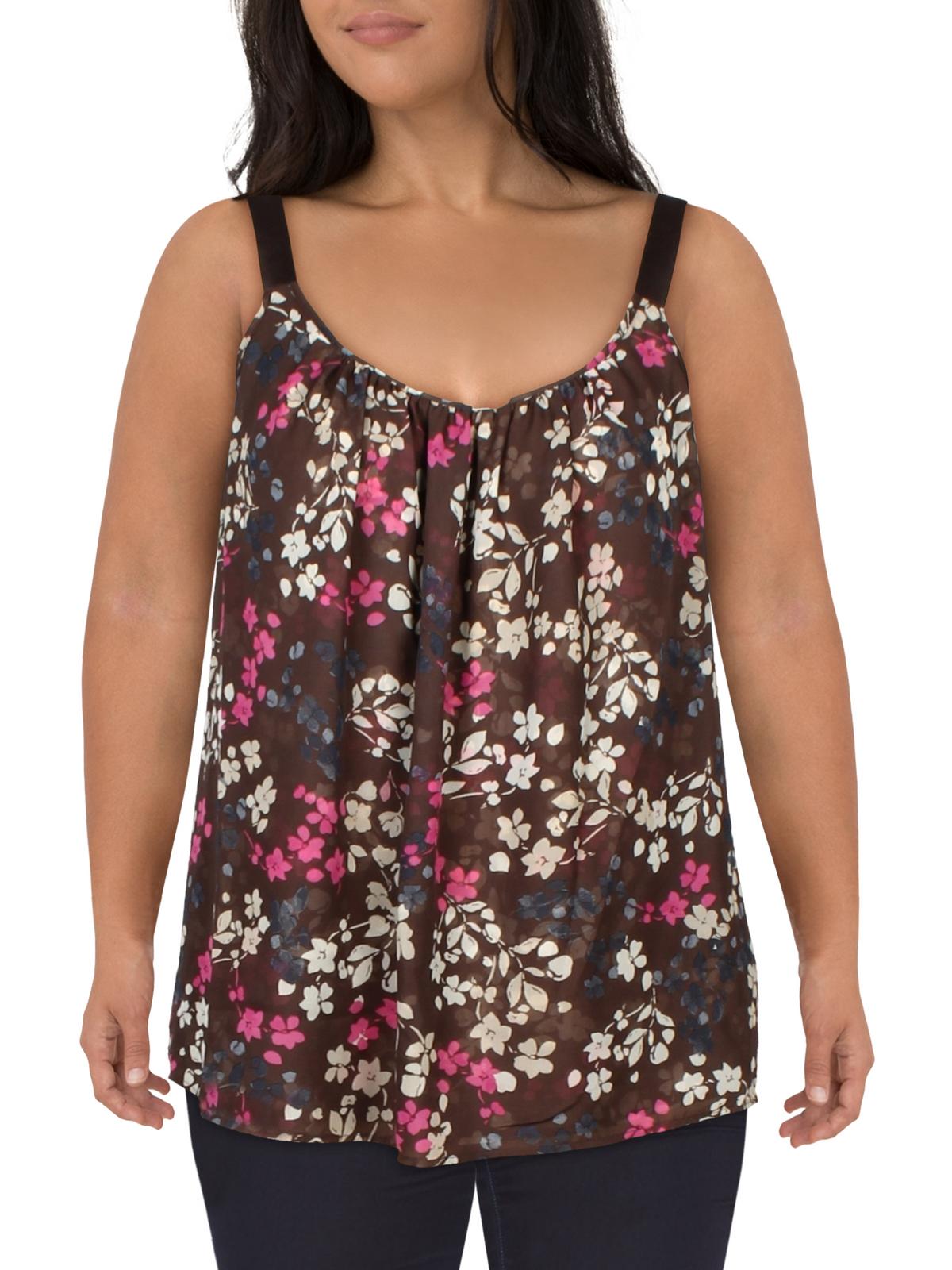 

Плюс Женская майка с цветочным принтом Shell Lane Bryant, коричневый