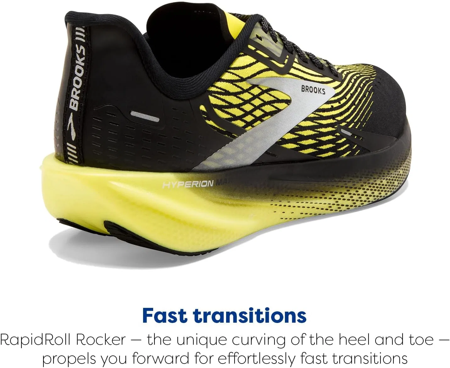Мужские беговые кроссовки Brooks Hyperion Max, Black Blazing Yellow White — фото 4