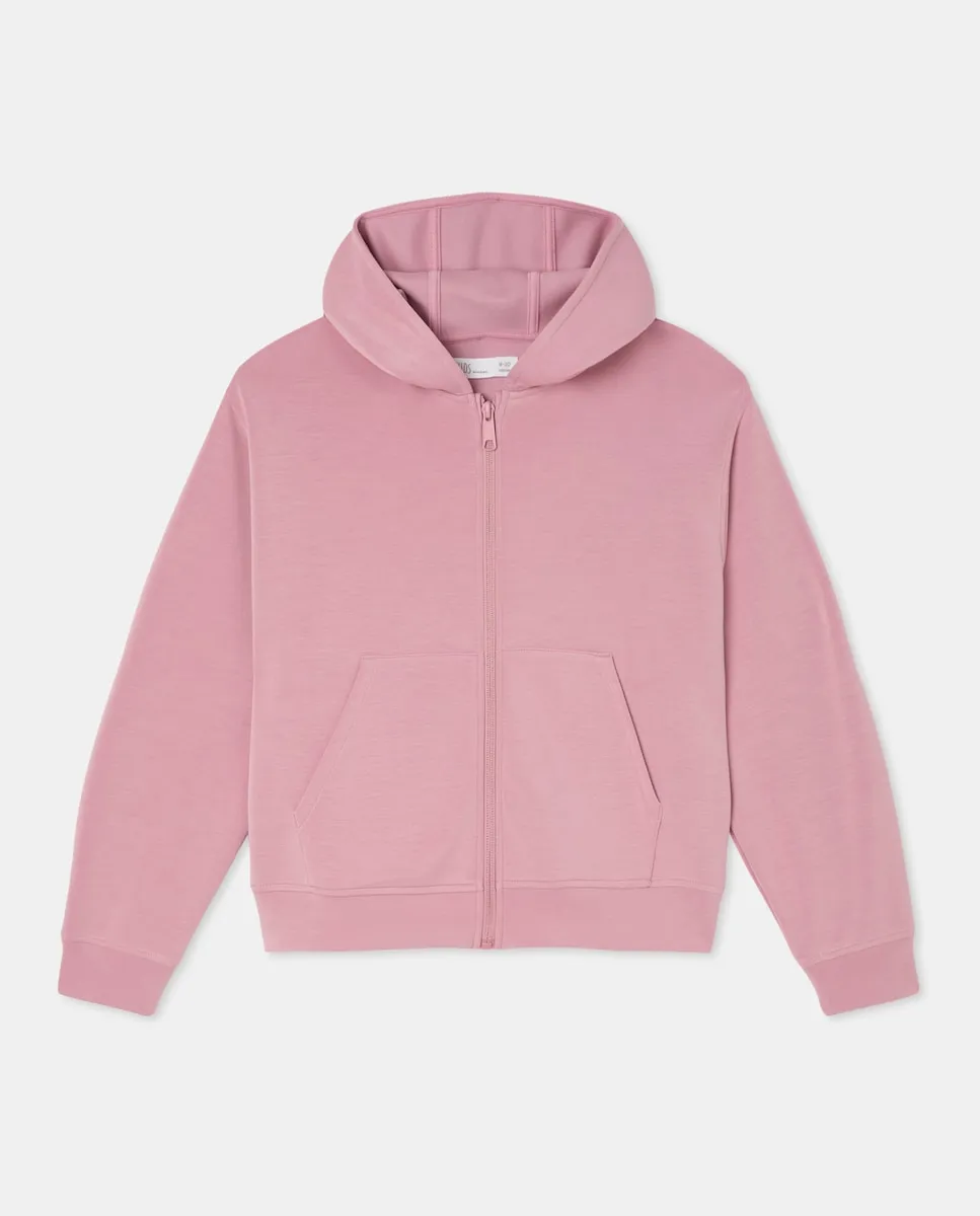 

открытая толстовка для девочки с капюшоном и карманом-кенгуру Kids El Corte Inglés, лиловый