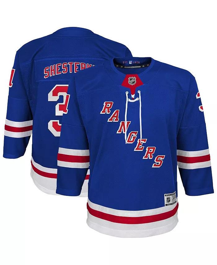 

Синяя домашняя игровая джерси New York Rangers Premier для больших мальчиков и девочек Igor Shesterkin Outerstuff