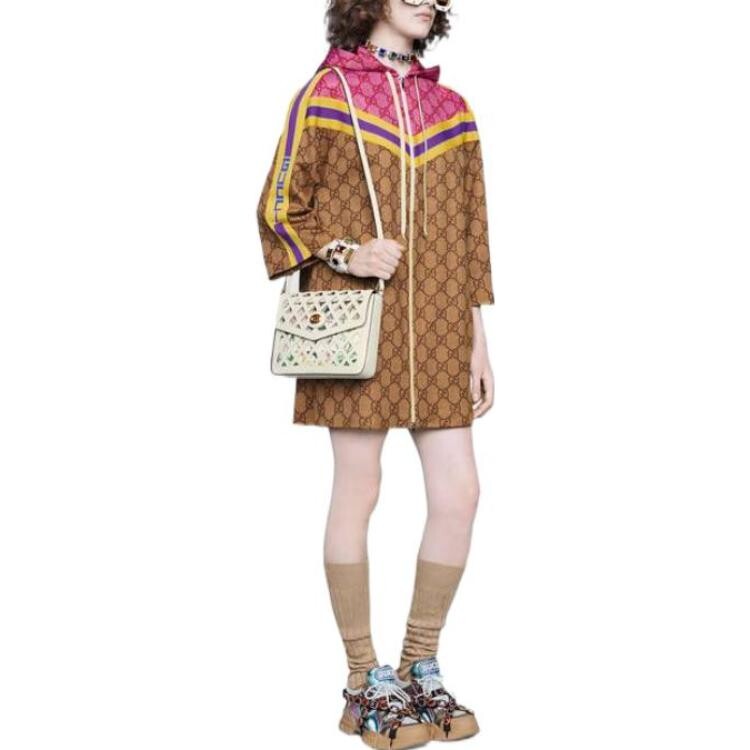 Платье Gucci с длинными рукавами, классический крой, коричневое — фото 2