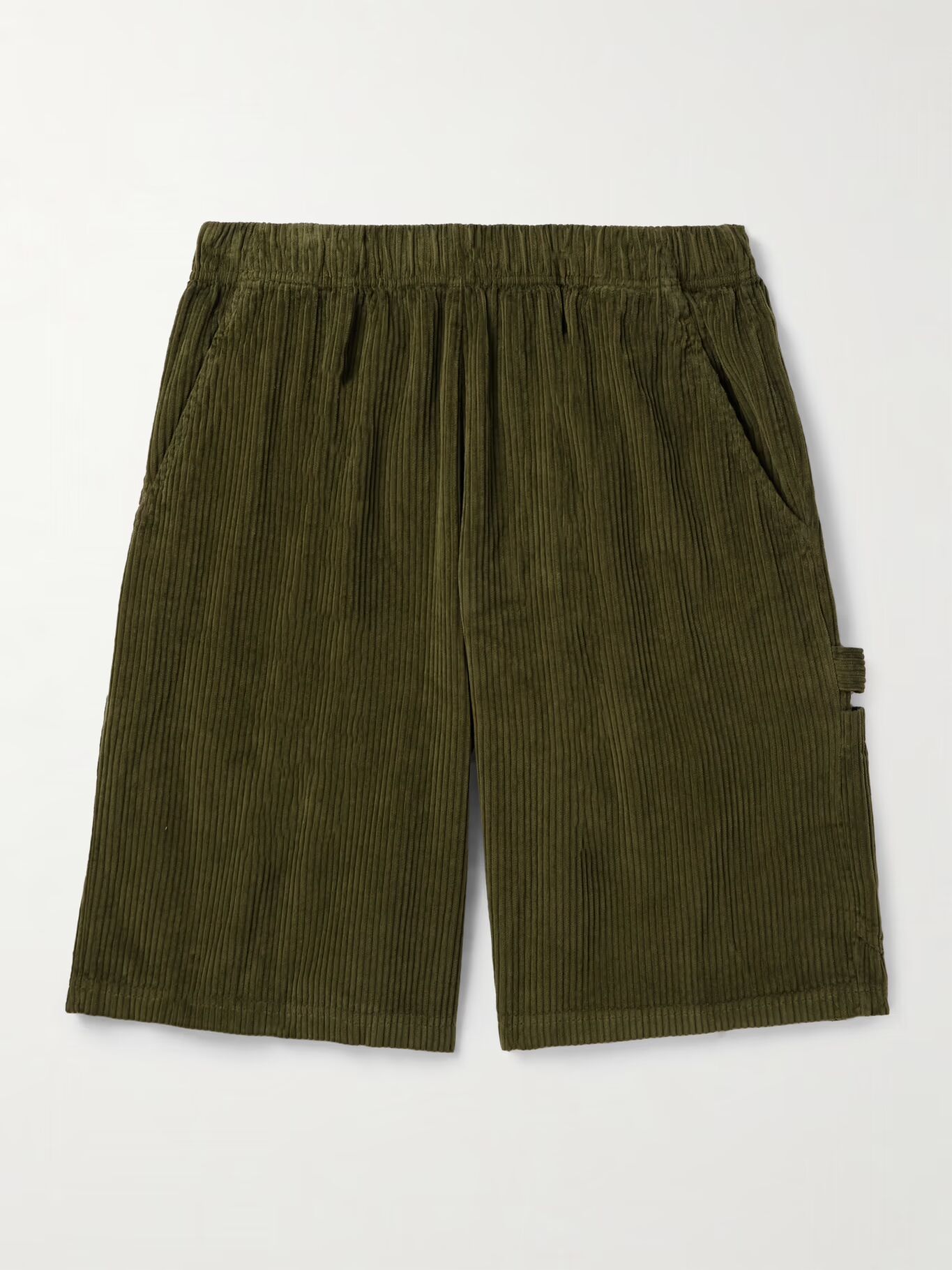 

Удобные прямые шорты из хлопка и вельвета, окрашенные в готовом виде LES TIEN, зеленый