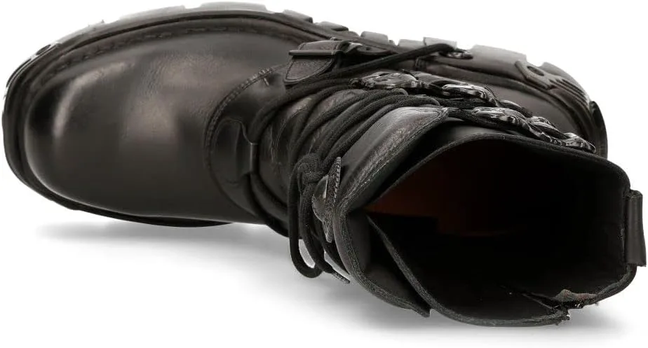 Мужские кожаные ботинки New Rock Metallic 391 Black Reactor с черепом, стиль готик-панк, черный — фото 2