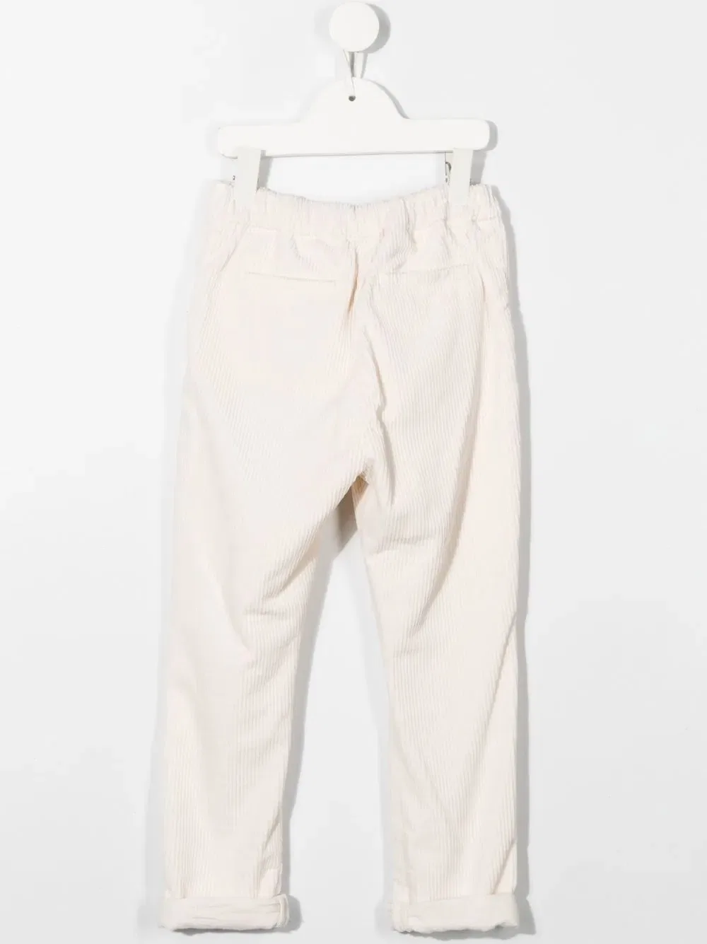 Вельветовые брюки прямого кроя Brunello Cucinelli Kids, белый — фото 2