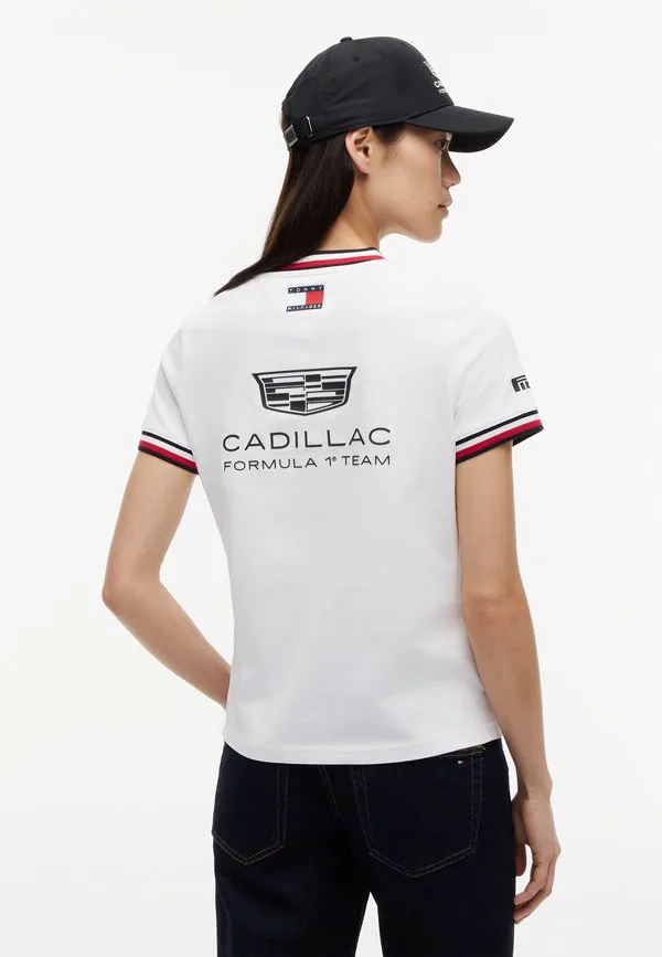 Футболка-Реплика cadillac formula 1 с принтом, укороченная. Tommy Hilfiger, White — фото 2