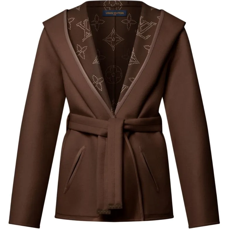 Обратимый короткий плащ с капюшоном LOUIS VUITTON, Umber