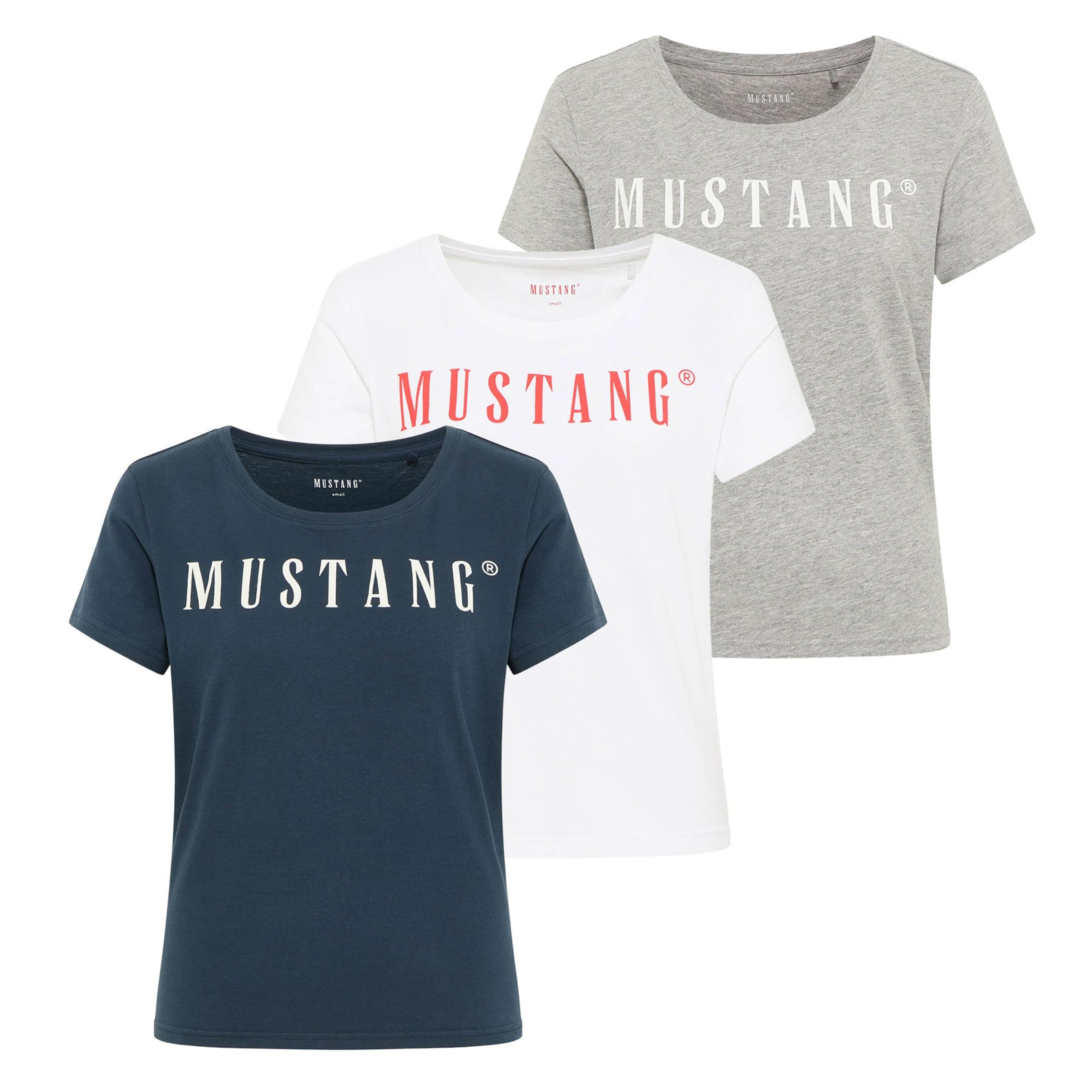 

MUSTANG Футболка в серо-белом цвете, Бежевый, MUSTANG Футболка в серо-белом цвете