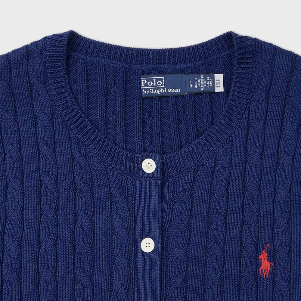 Женский хлопковый кардиган с коротким рукавом синего цвета от Polo Ralph Lauren — фото 3