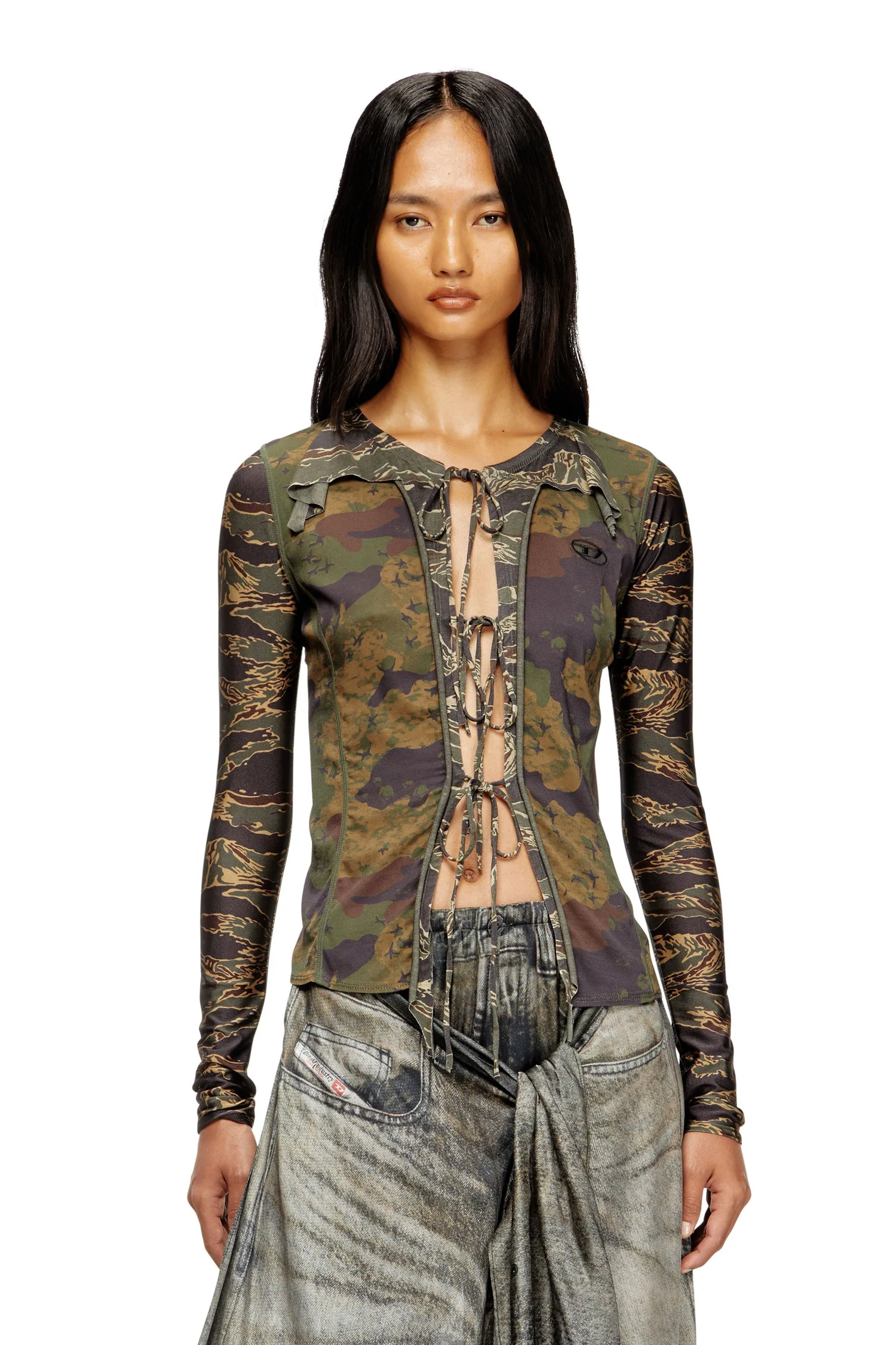 Женская футболка с длинным рукавом T-AFRY Diesel, camouflage — фото 4