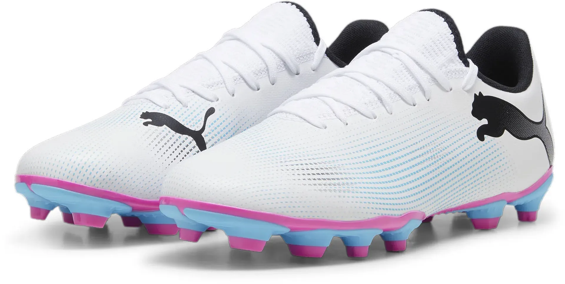 

Футбольные кроссовки PUMA "FUTURE 7 PLAY FG/AG", цвет Puma White- Puma Black-Poison Pink