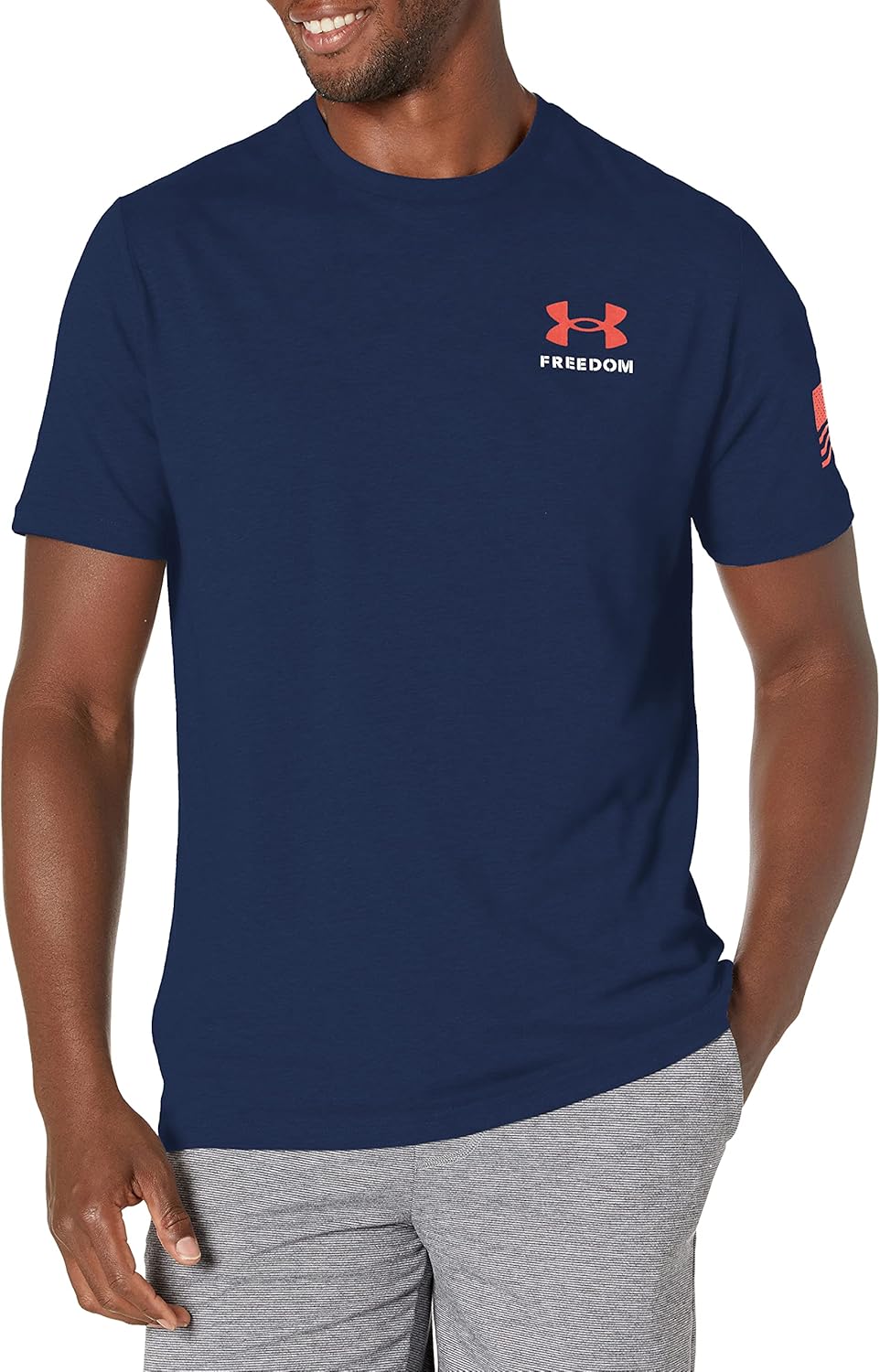 

Новая мужская футболка с надписью «Freedom Banner» от Under Armour, Academy Blue (409)/Steel