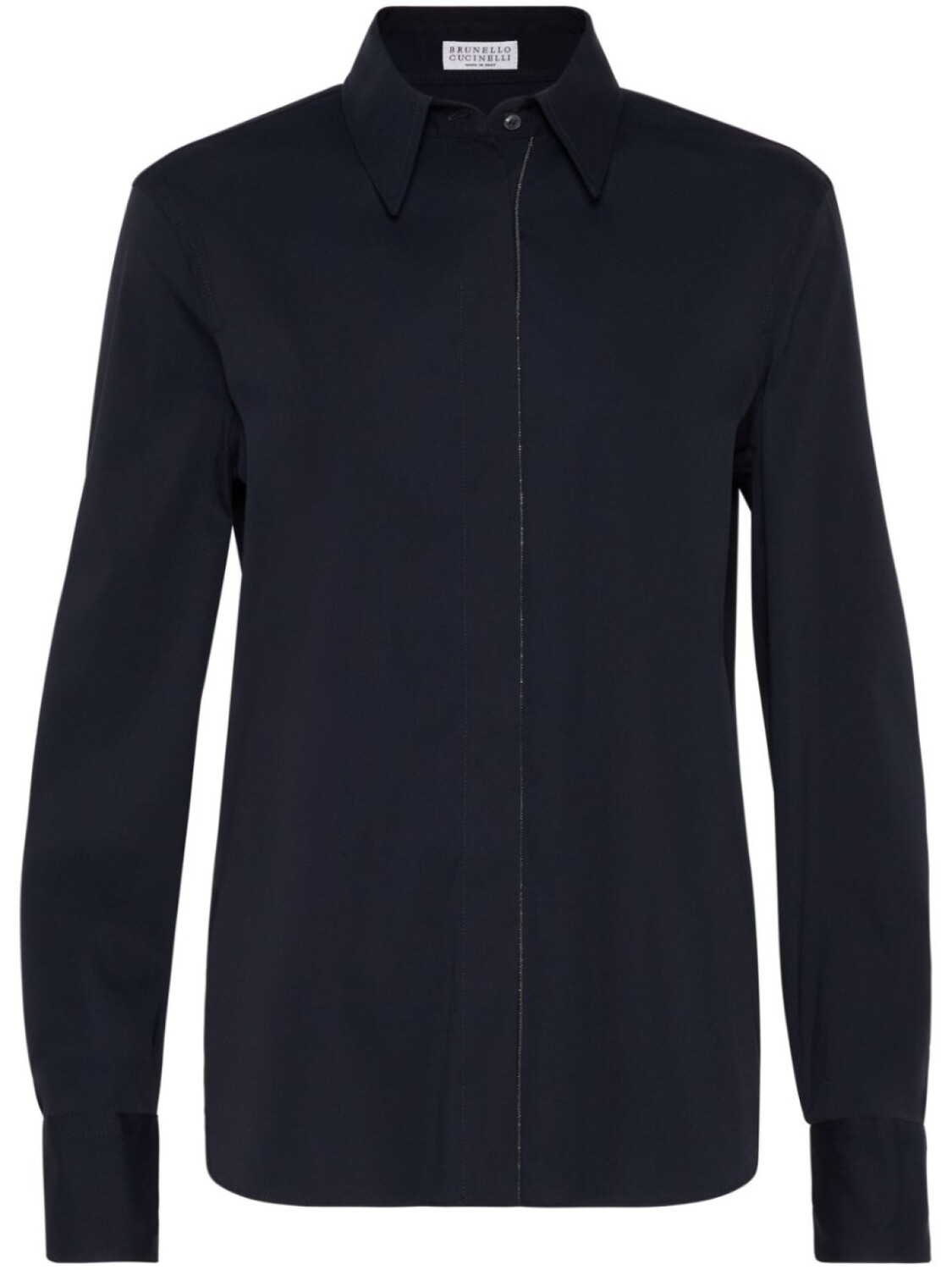 

Brunello Cucinelli поплиновая рубашка с декором Monili, синий