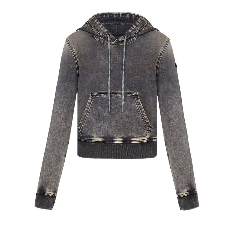 

Худи Diesel D-Angy-Hood Track Cropped Denim Hoodie 'Black', черный
