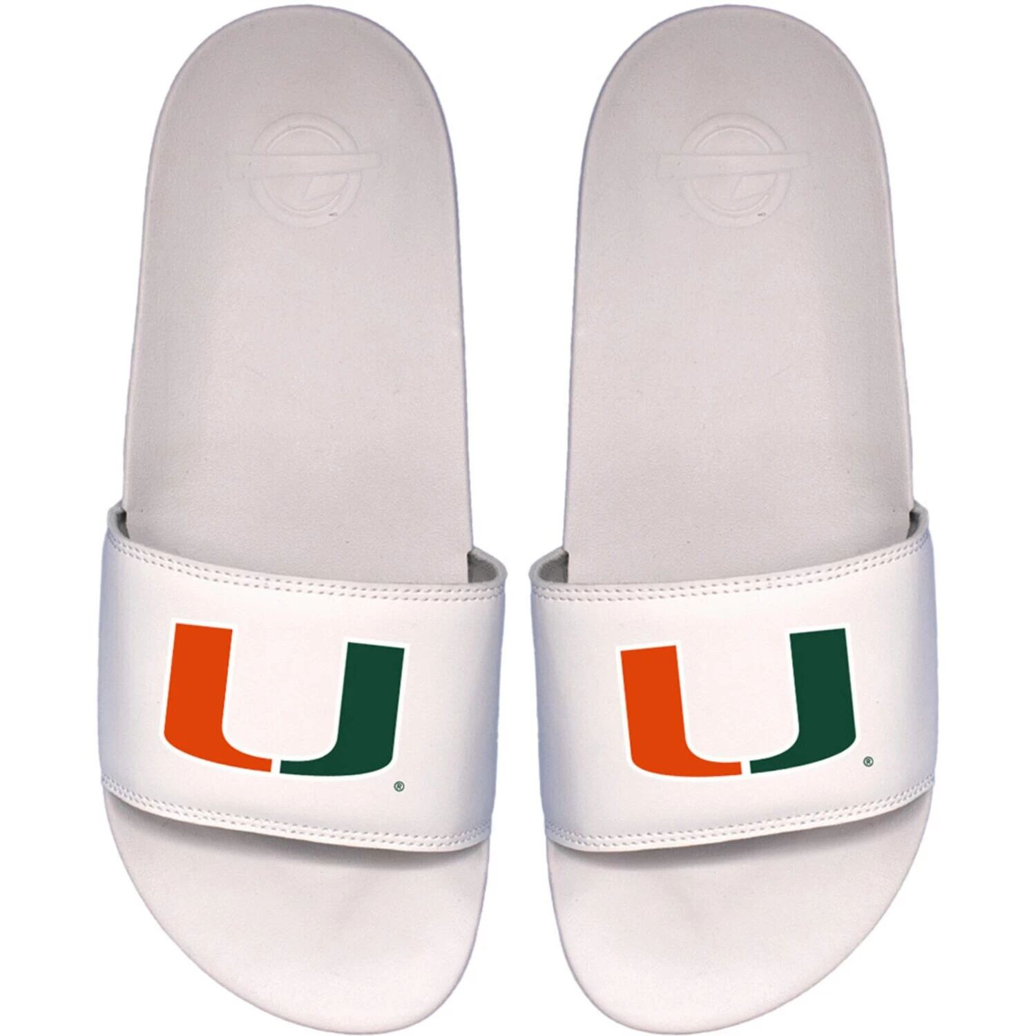 

Белые шлепанцы Youth ISlide Miami Hurricanes Primary Motto Unbranded