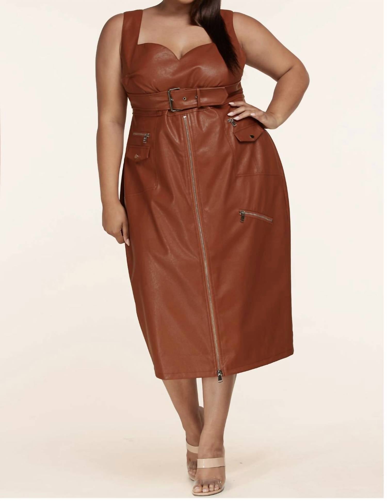 

L'ATISTE Платье-миди на молнии, ржавого цвета