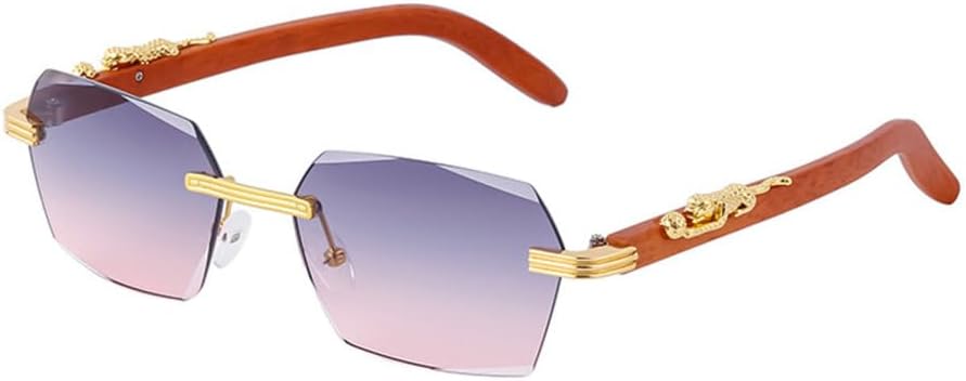 

Солнцезащитные очки прямоугольной оправы без дужки для мужчин, деревянная оправа, роскошные квадратные солнцезащитные очки с леопардовым принтом для мужчин LVTFCO, Mtyj139 Pink Grey