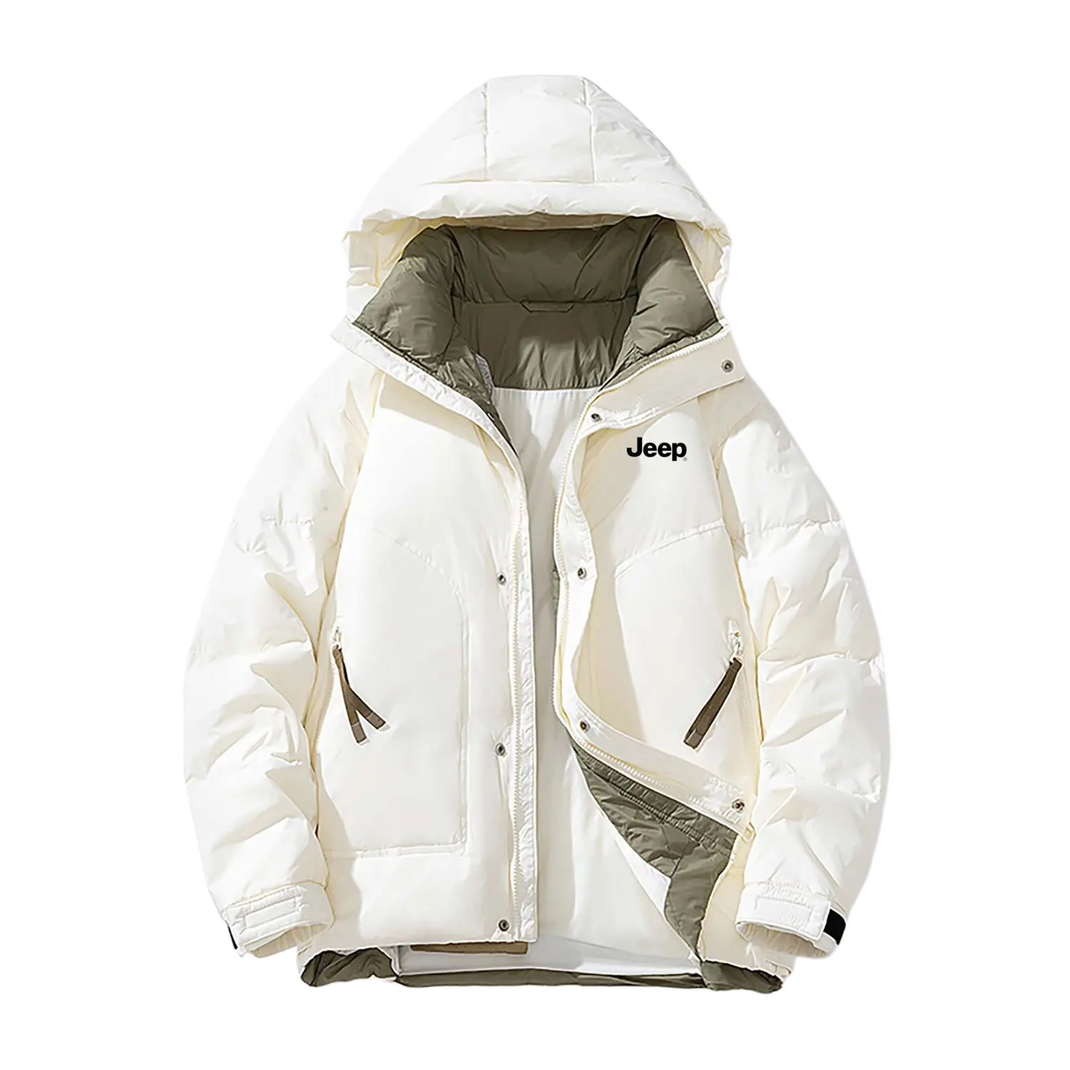 

Пуховик Unisex с капюшоном и флисовой подкладкой Others Jeep, экрю