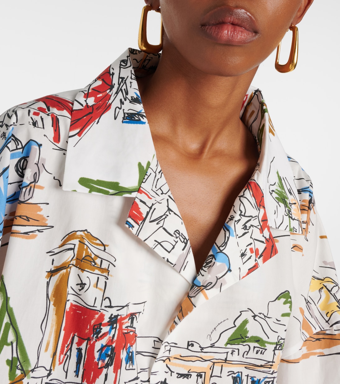Рубашка для боулинга Casaco из хлопка с принтом Jacquemus, Print Capri Cars White — фото 4