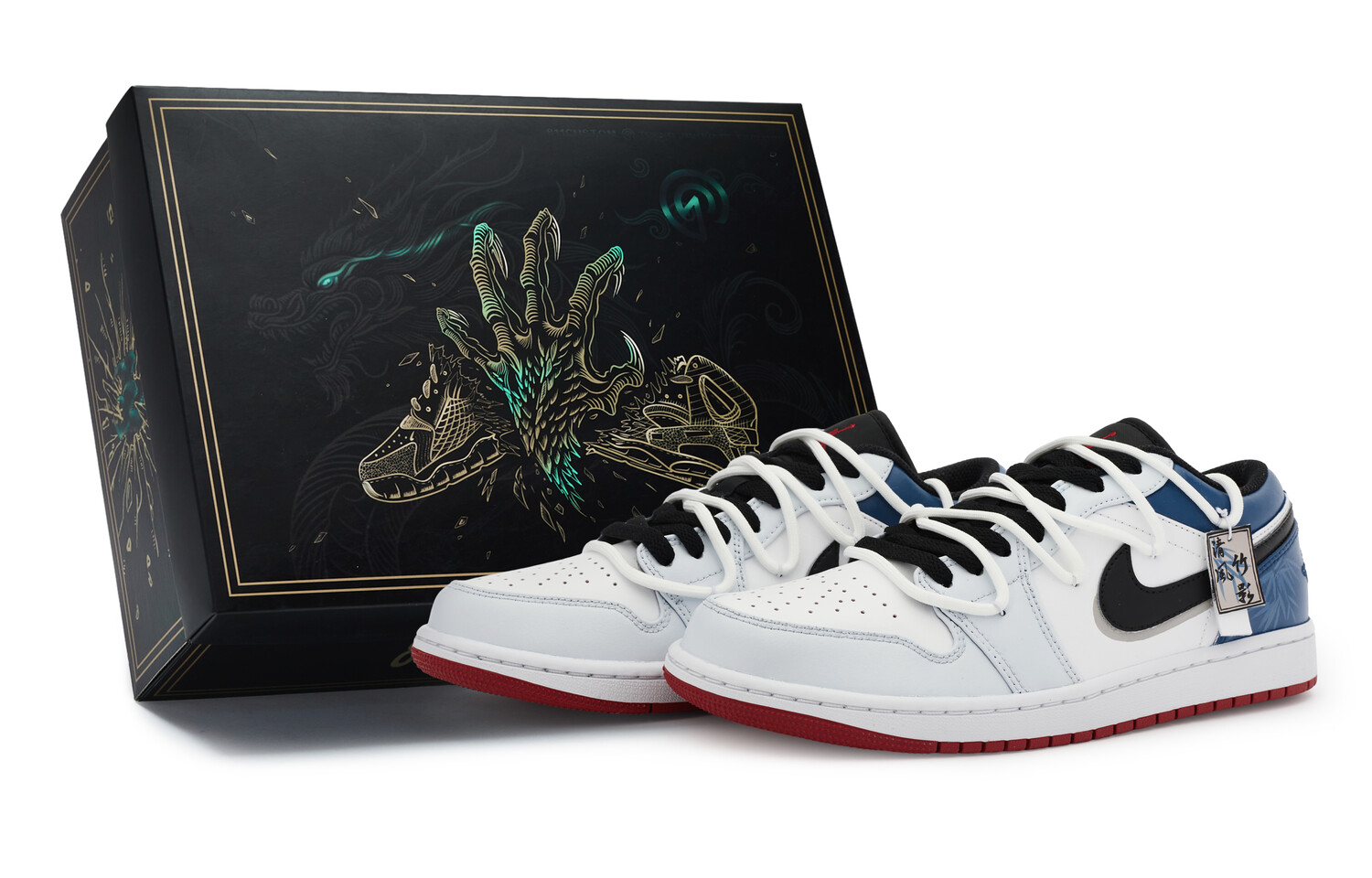 

Кроссовки Air Jordan 1 Vintage Basketball Shoes Women's Low-top White, синий/белый