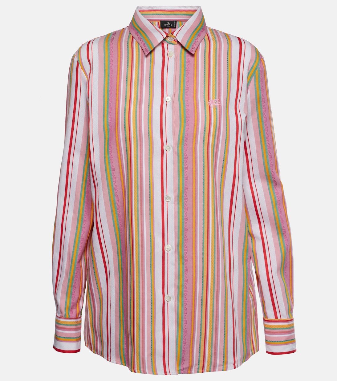 

Полосатая хлопковая рубашка Etro, розовый
