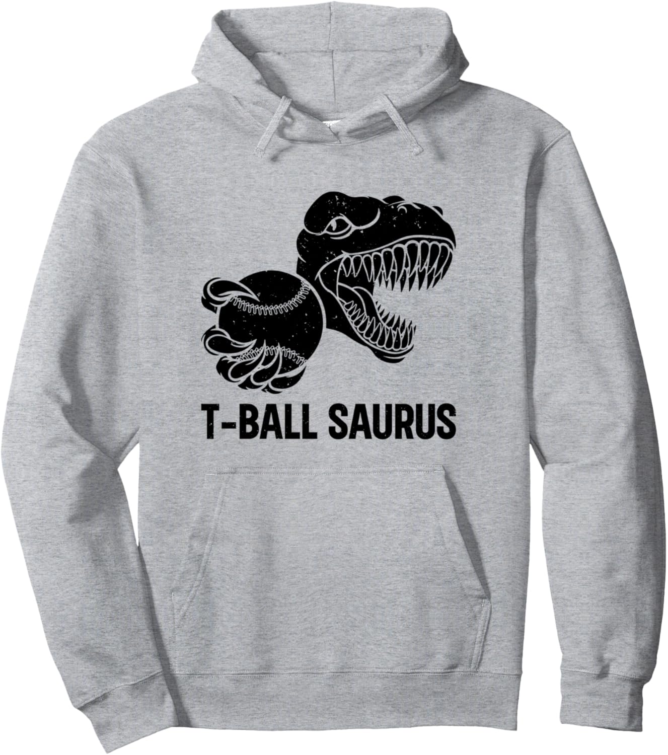 

Толстовка с изображением динозавра-игрока в ти-болл Saurus Funny Tee-Ball Dinosaur, серый