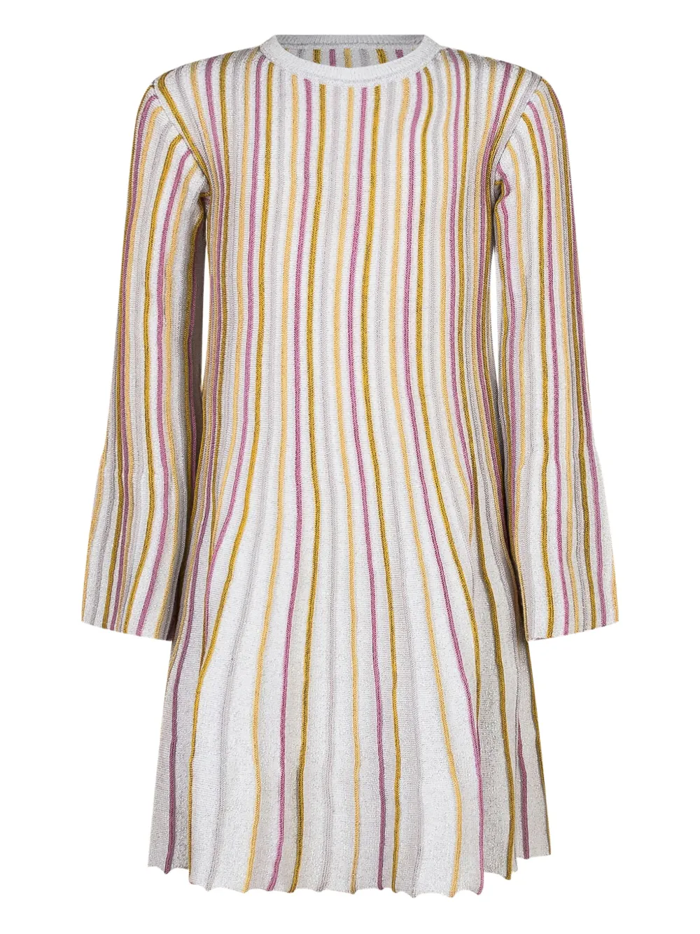 

Полосатое расклешенное трикотажное мини-платье Stella McCartney Kids, нейтральный