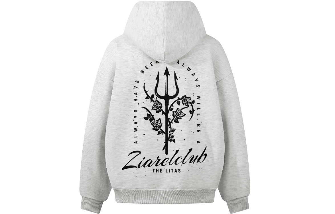 

Толстовка Unisex Hooded Moderate Heavyweight ZIAREL, белый heather серый