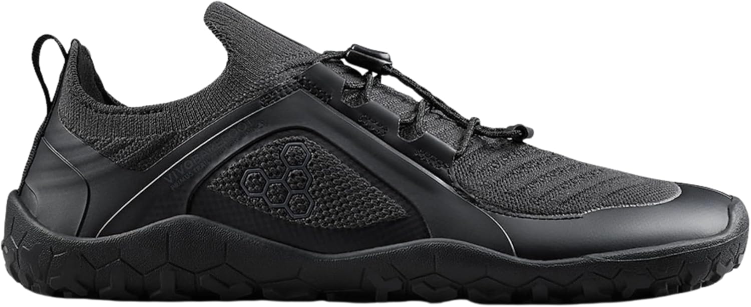 Мужские дышащие внедорожные кроссовки Vivobarefoot Primus Trail Knit FG с подошвой для твердого грунта, предназначенные для езды, Obsidian/Obsidian — фото 2