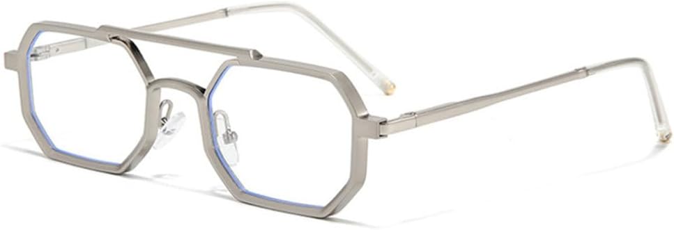 

Мужские солнцезащитные очки в стиле ретро с двойной перемычкой, многоугольные, маленькие, с прозрачными линзами с градиентом цвета "океан", женские очки в металлической оправе TYUVIVO, Silver Clear