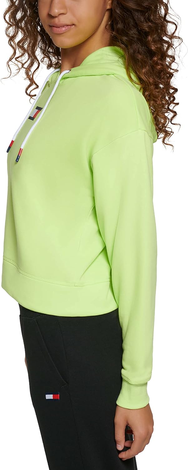 Женская толстовка Tommy Hilfiger Medium с логотипом, флагом, завязками и карманом, Sharp Green — фото 3