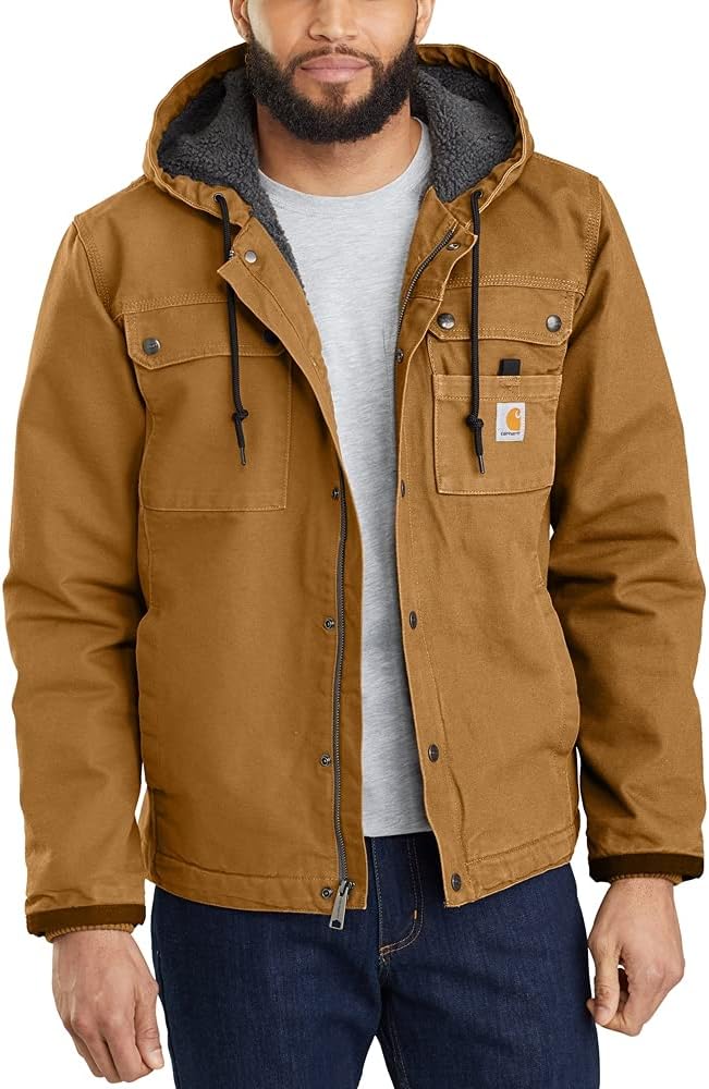 

Carhartt мужская куртка Utility с подкладкой Sherpa, свободного кроя, из постиранной утки, Carhartt Brown