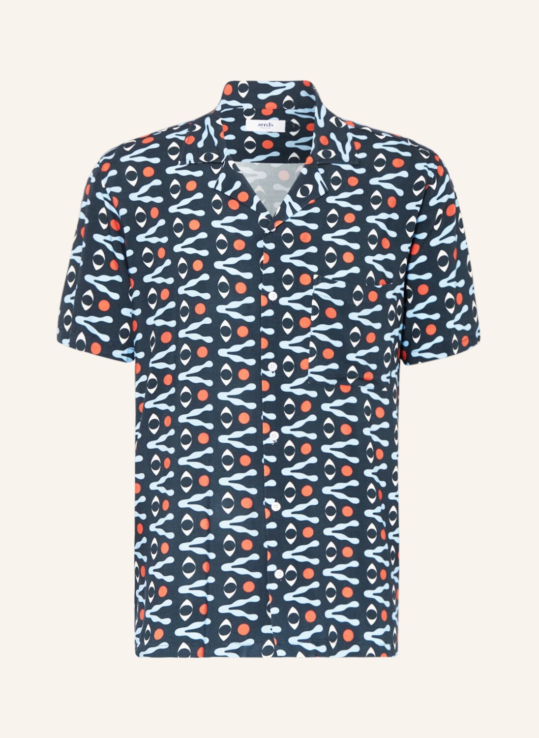 

Рубашка arrels BARCELONA PETROL EYE × DAVID VANADIA Comfort Fit, темно-синий