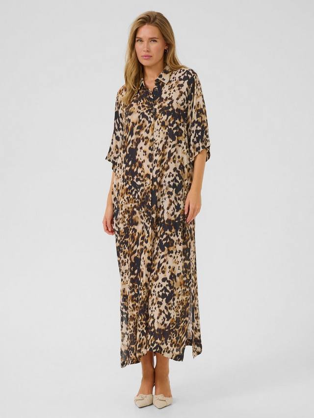 

Платье-рубашка Thora Amber в animal print KAFFE, Beige/Multi